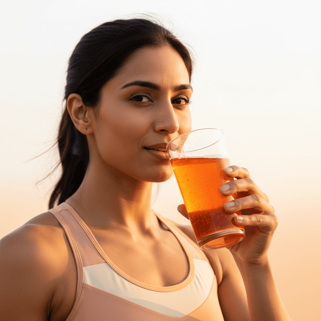 Woman drinking Shash&co energy drink